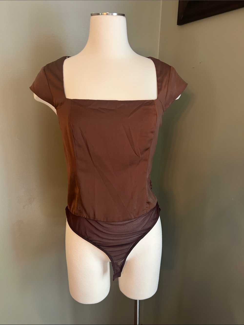 Lulu's Chocolate Brown Square Neck Smocked Bodysuit